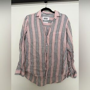 GRAYSON Gray and Pink Striped Button-Up Shirt